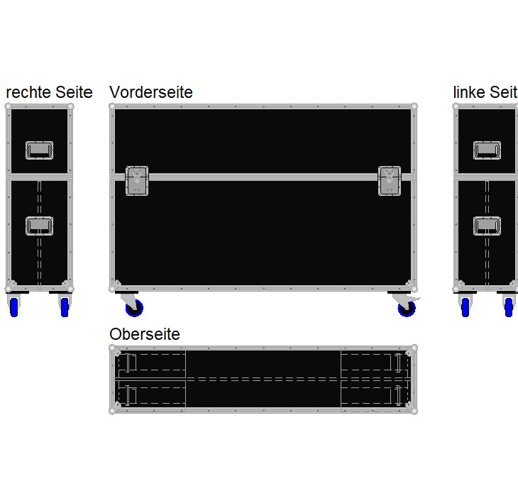 Flightcase für zwei ca. 60-70'' Displays Variabel