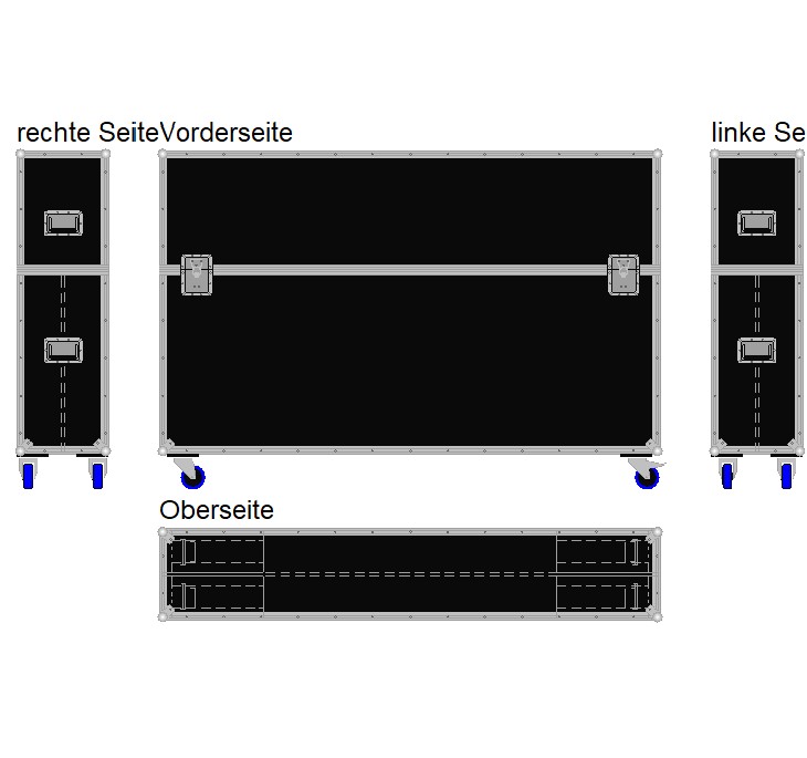 Flightcase für zwei ca. 75-85'' Displays Variabel