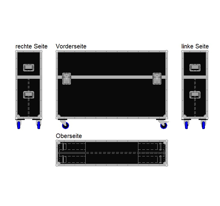 Flightcase für zwei ca. 55-65'' Displays Variabel